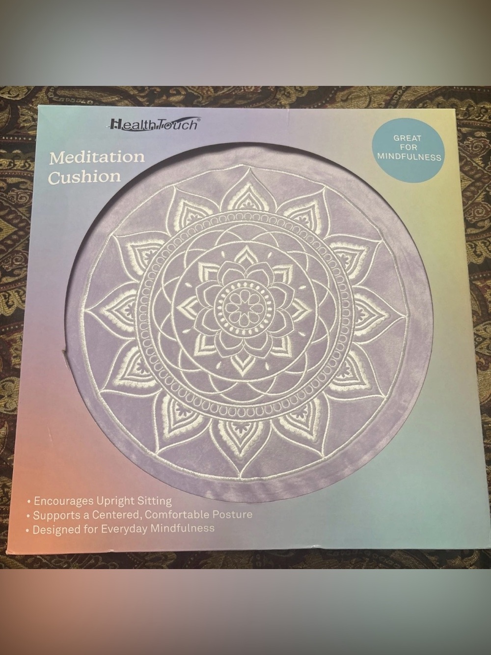 Health Touch Round Meditation Cushion, Purple NEW IN BOX